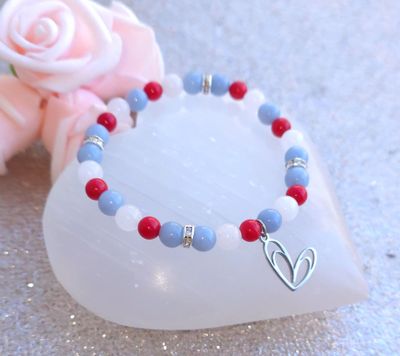 Bracelet Création • Jade Blanc/Angelite/Bambou de mer ø6