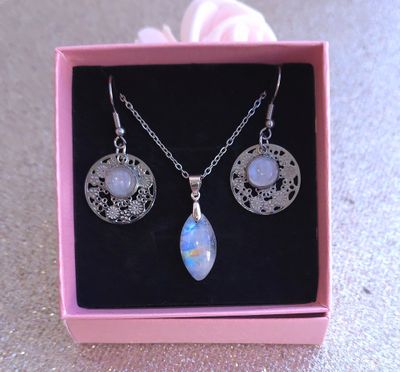Parure pierre de lune blanche