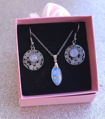 Parure pierre de lune blanche