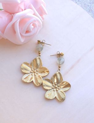 Boucle Fleur • Pierre du soleil Verte 