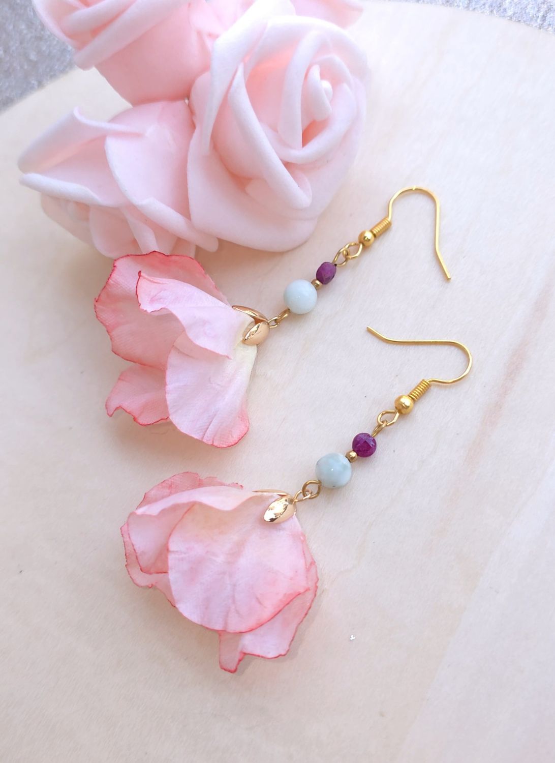 Boucle Fleur • Rubis/Garniérite 