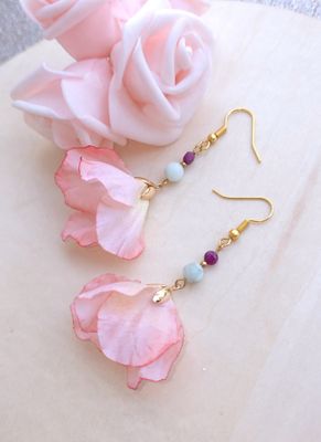 Boucle Fleur • Rubis/Garniérite 