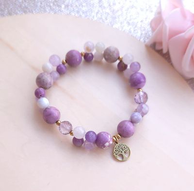 Bracelet Création • Opale Violette/Améthyste Lavande/Amethyste Crazy lace