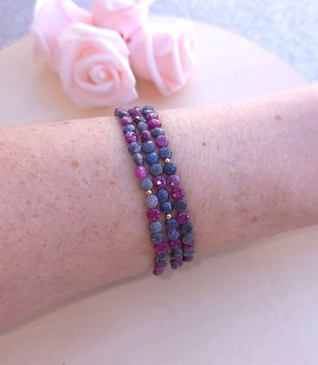 Bracelet Rubis Saphir facetté ø4