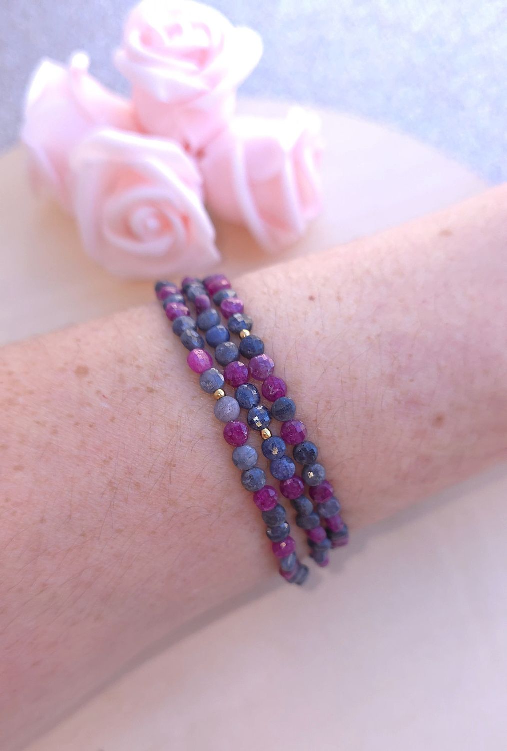 Bracelet Rubis Saphir facetté ø4