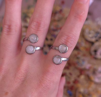 Bague Quartz rose • Acier inoxydable