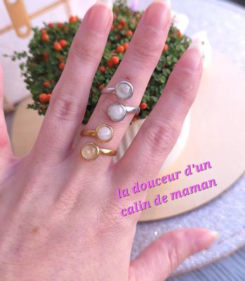 Bague Quartz rose • Acier inoxydable