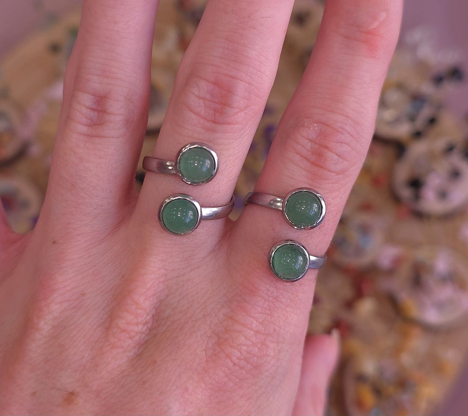 Bague Aventurine • Acier inoxydable