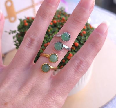 Bague Aventurine • Acier inoxydable