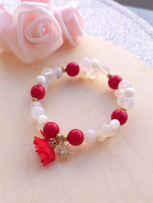 Bracelet Création • Agate Rouge/Agate Montana/Nacre blanc