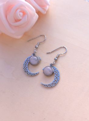 Boucle lune • Quartz Rose 