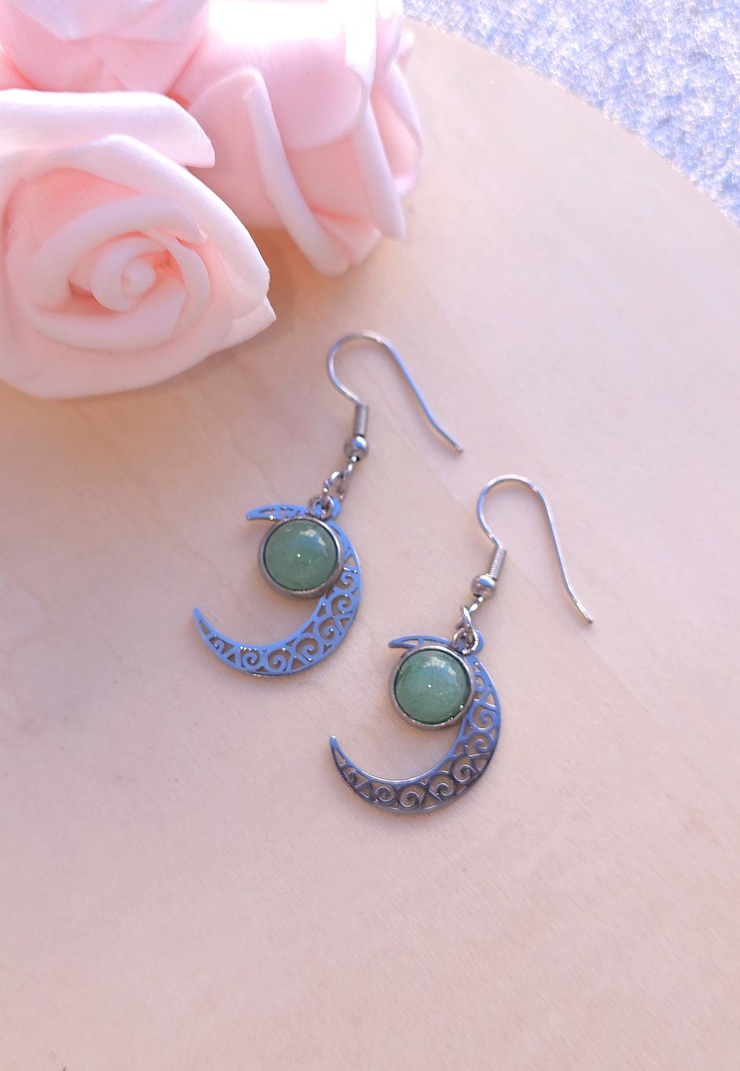 Boucle lune • Aventurine 