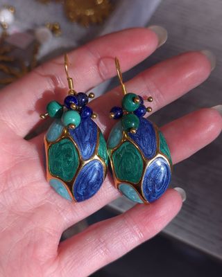 Boucle Éclats Magique • Malachite/Lapis lazuli