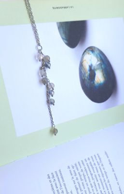 Collier Cascade de perle • Labradorite, Aqua aura argent et quartz mica