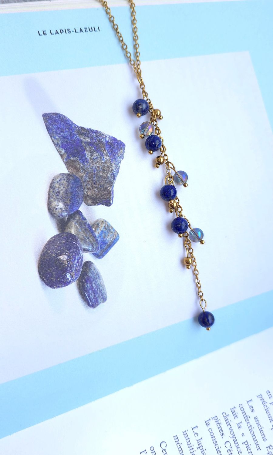 Collier Cascade de perle • Lapis lazuli et aqua aura