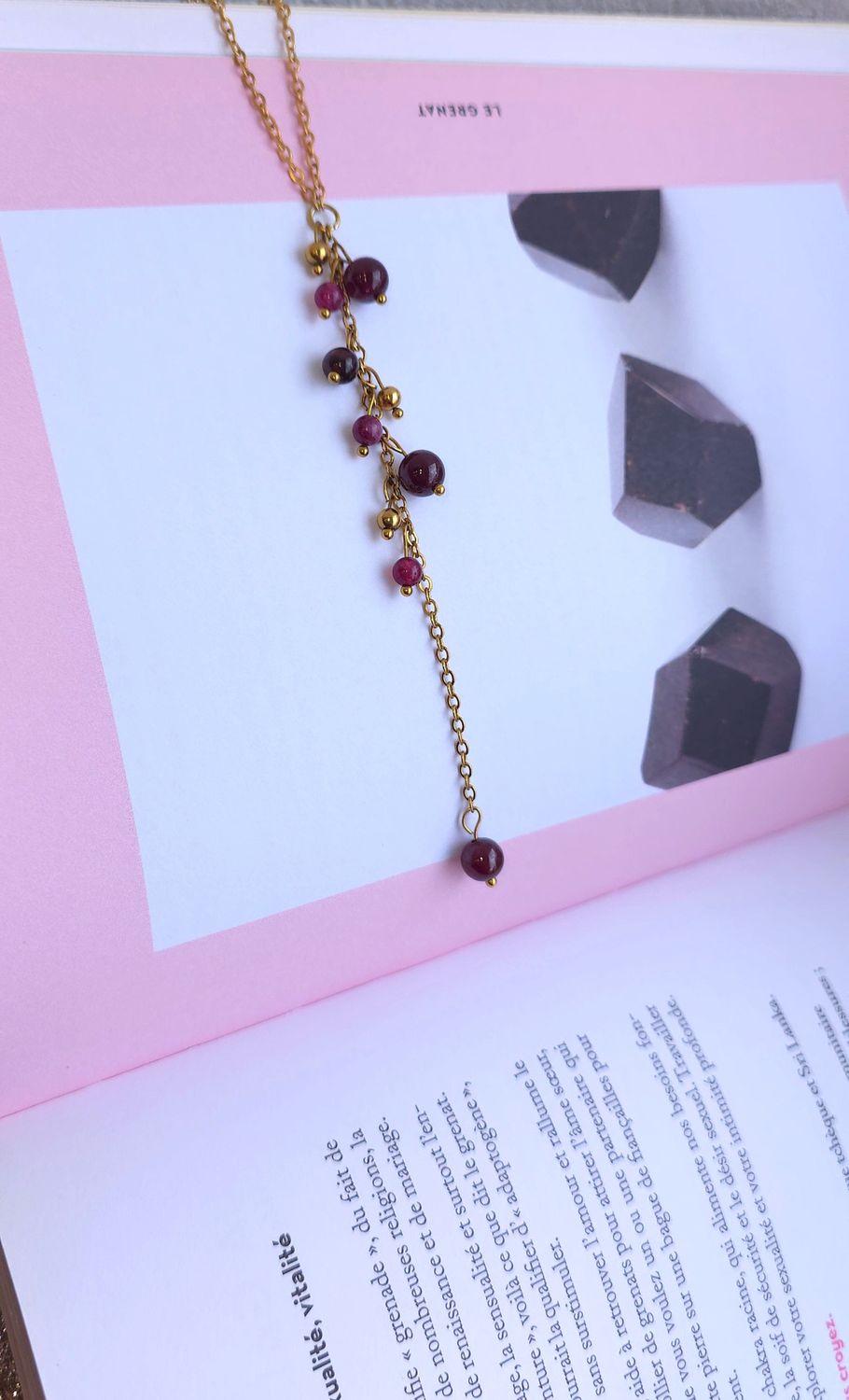Collier Cascade de perle • Grenat Étoilé et Grenat rhodolite