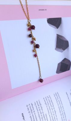 Collier Cascade de perle • Grenat Étoilé et Grenat rhodolite