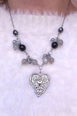 Collier Pierre de lune/Labradorite/Hématite/Tourmaline 