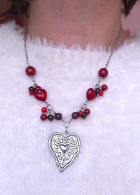 Collier Grenat/Jade Rouge Cinabre