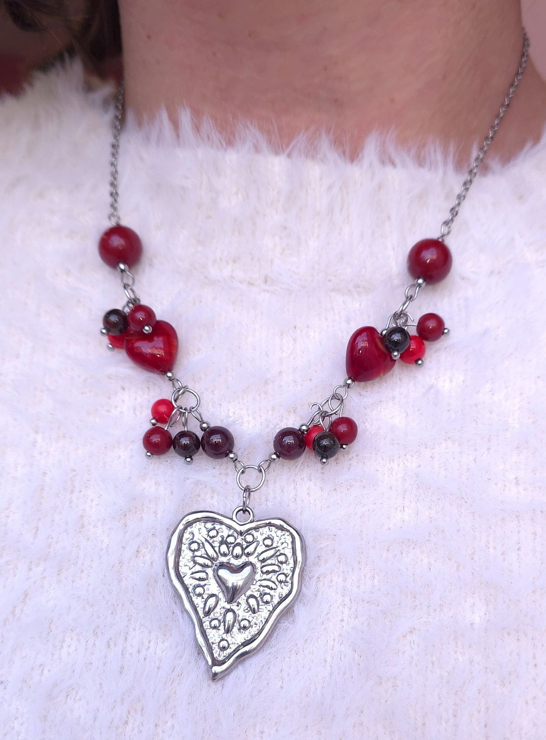Collier Grenat/Jade Rouge Cinabre