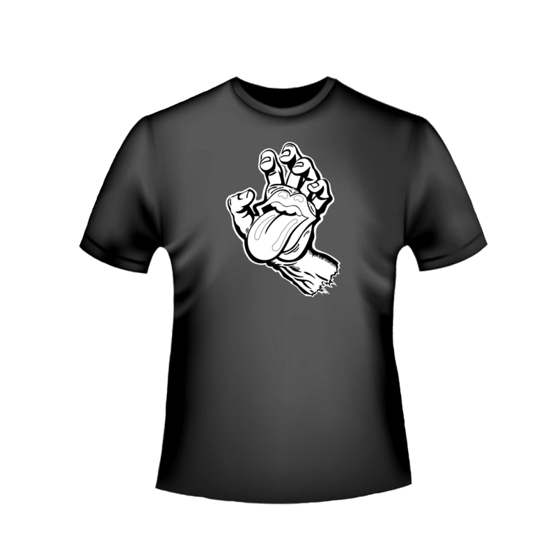 Black Tee w/ Roll/Hand print