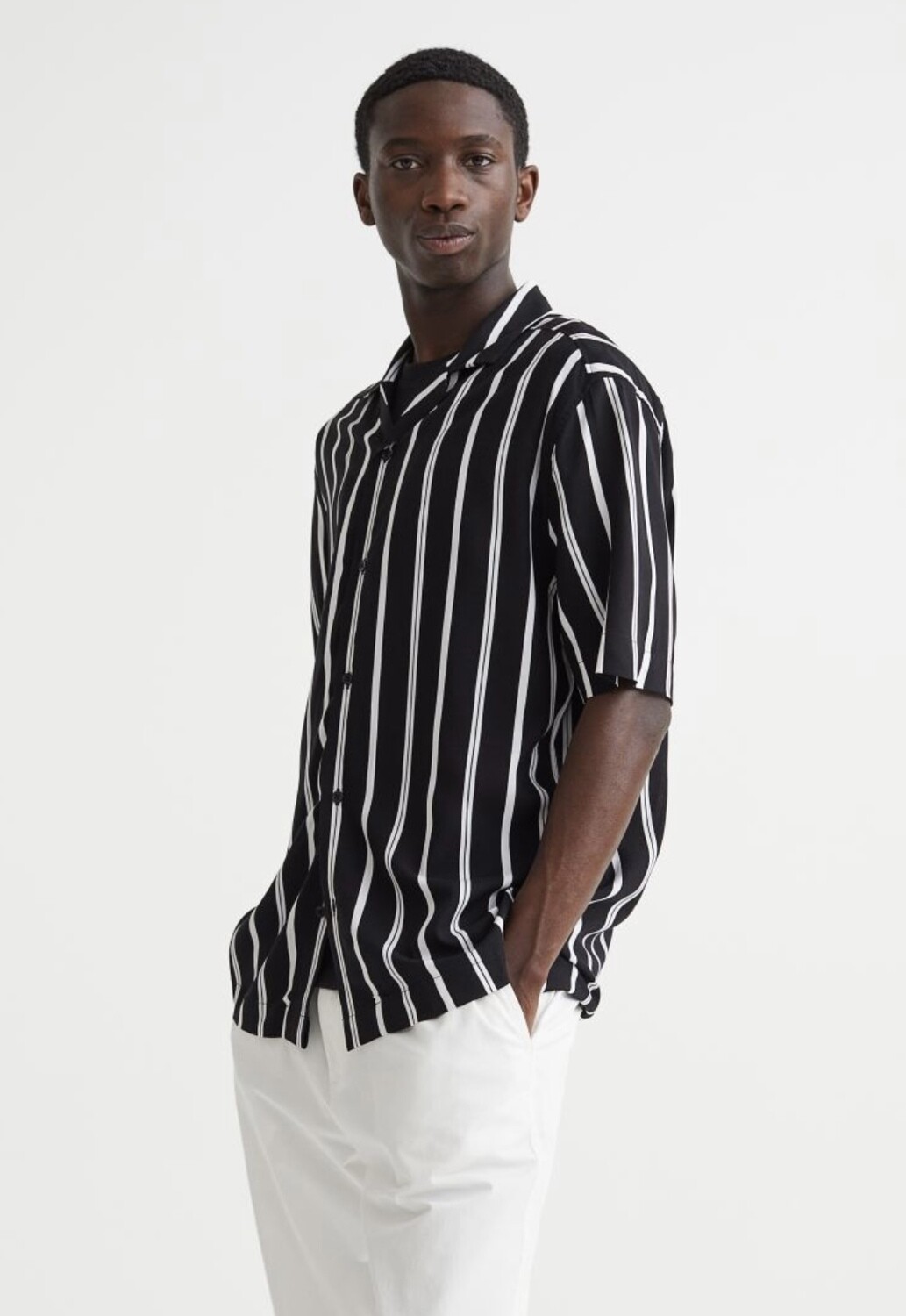 Black/ White Resort Striped Shirt