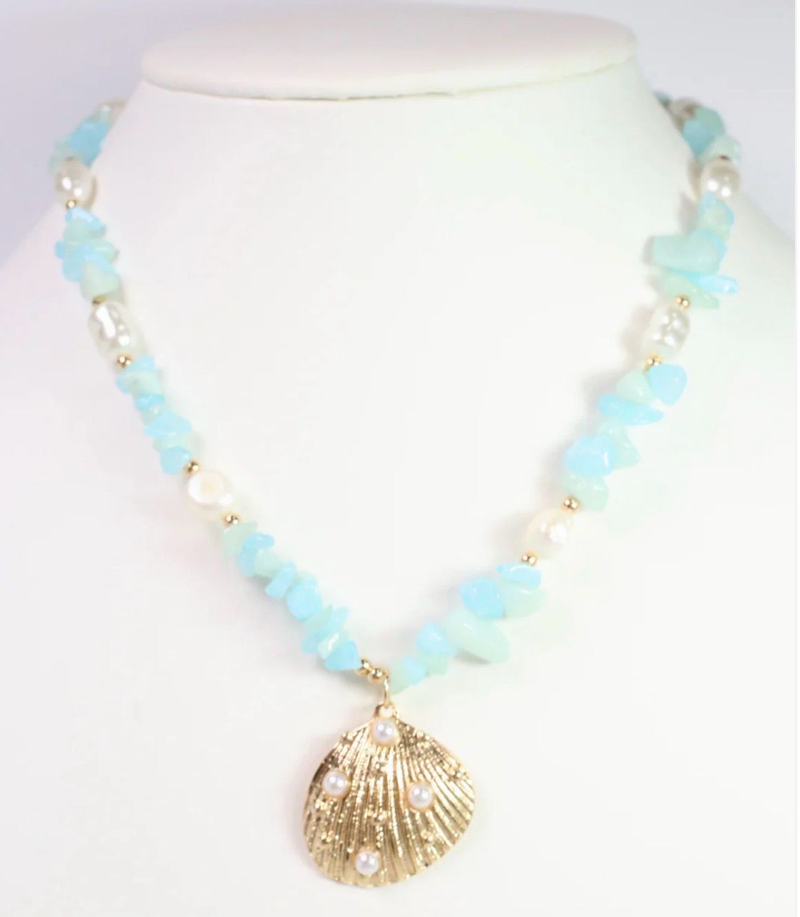 On Shell Time Charm Necklace