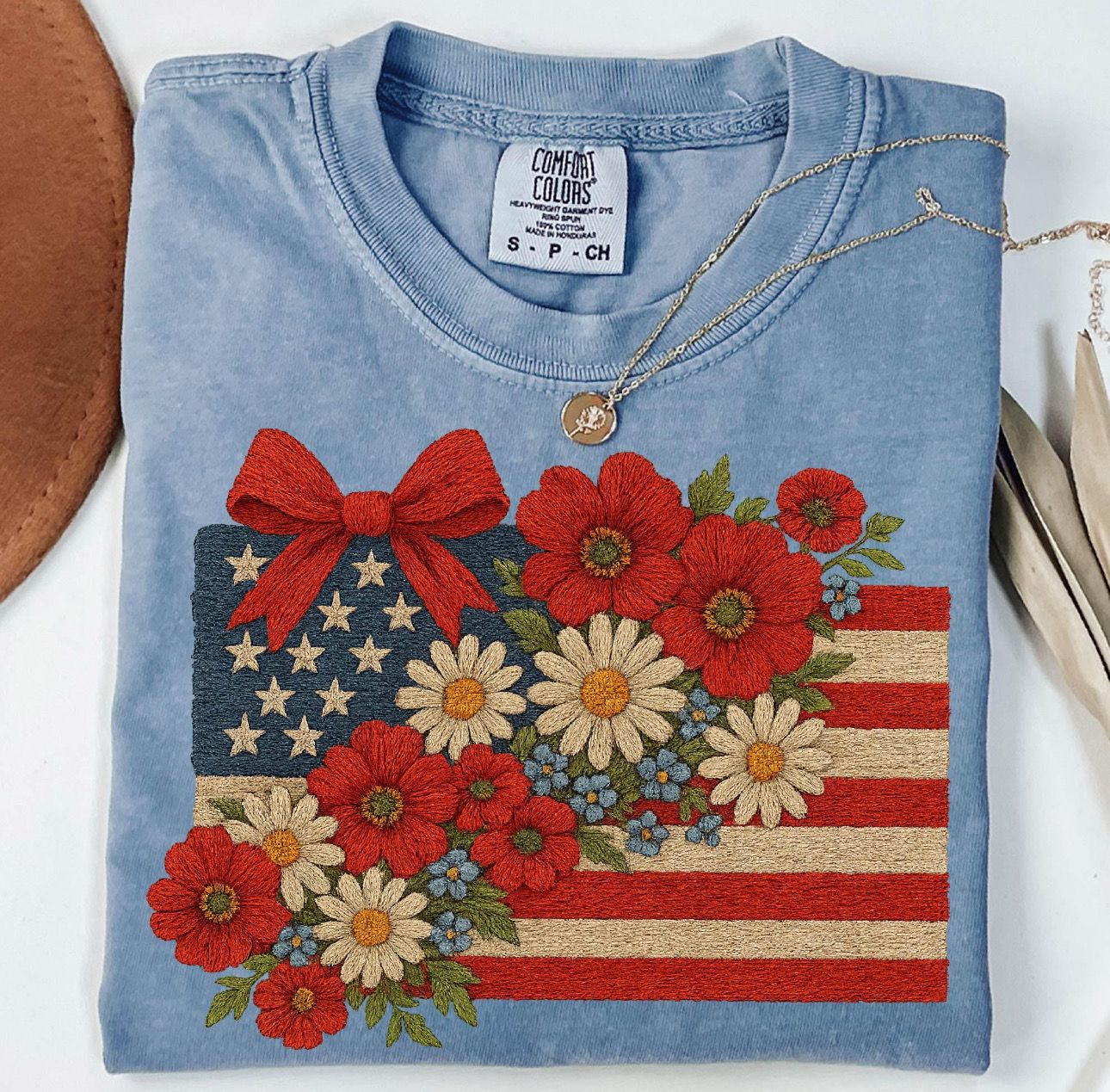 Textured Floral Flag Shirt