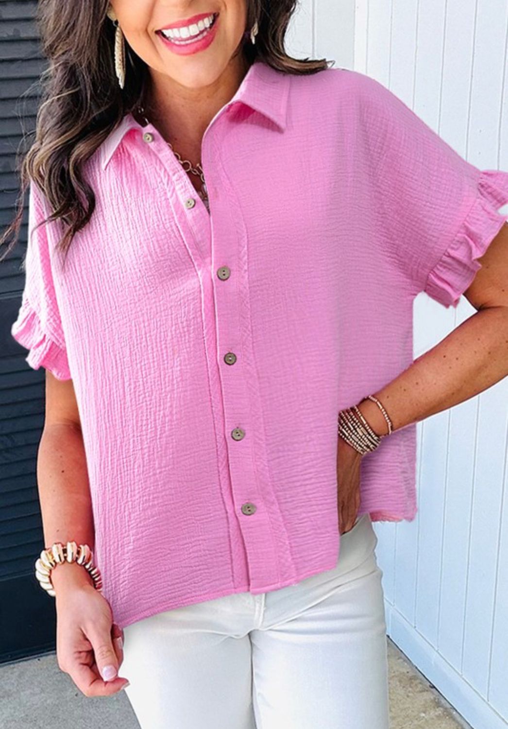 Julie Ruffle Trim Top