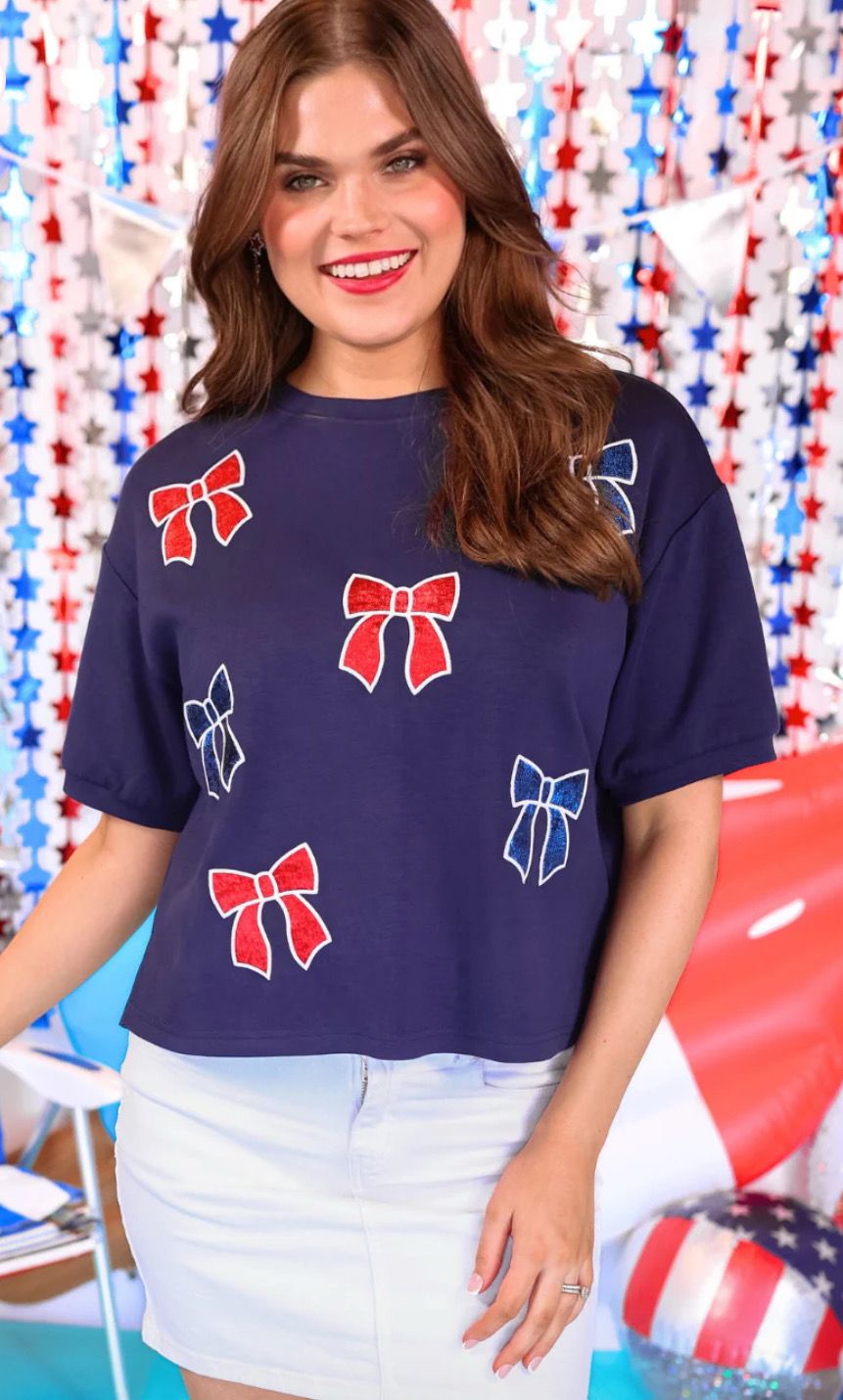 Red, White, And Bowtiful Luxe Top