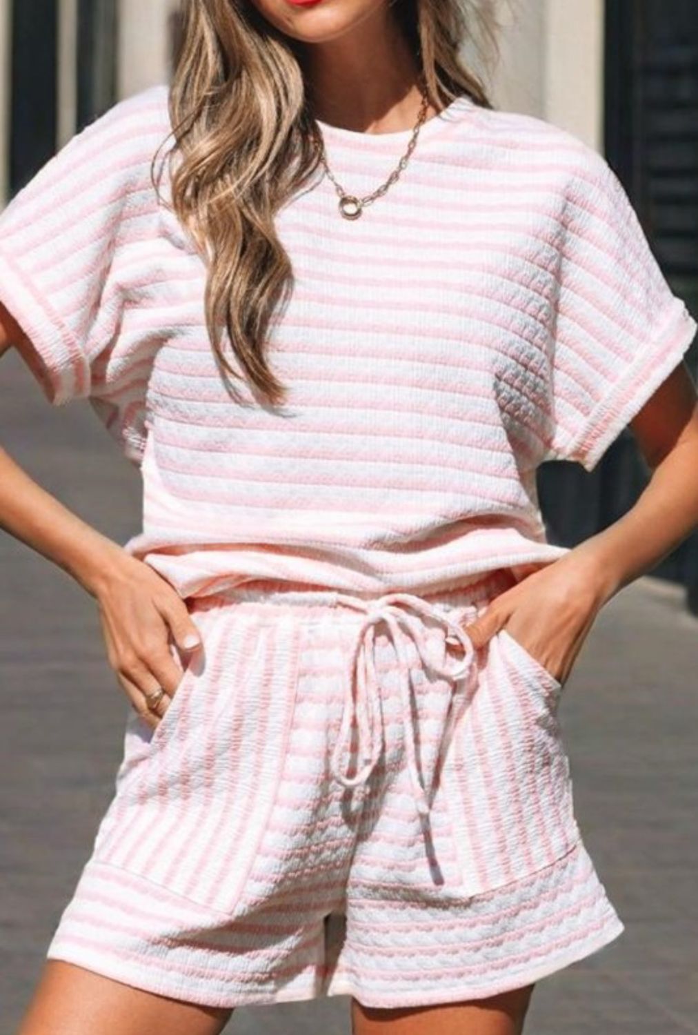 The Kickback Striped Short Set