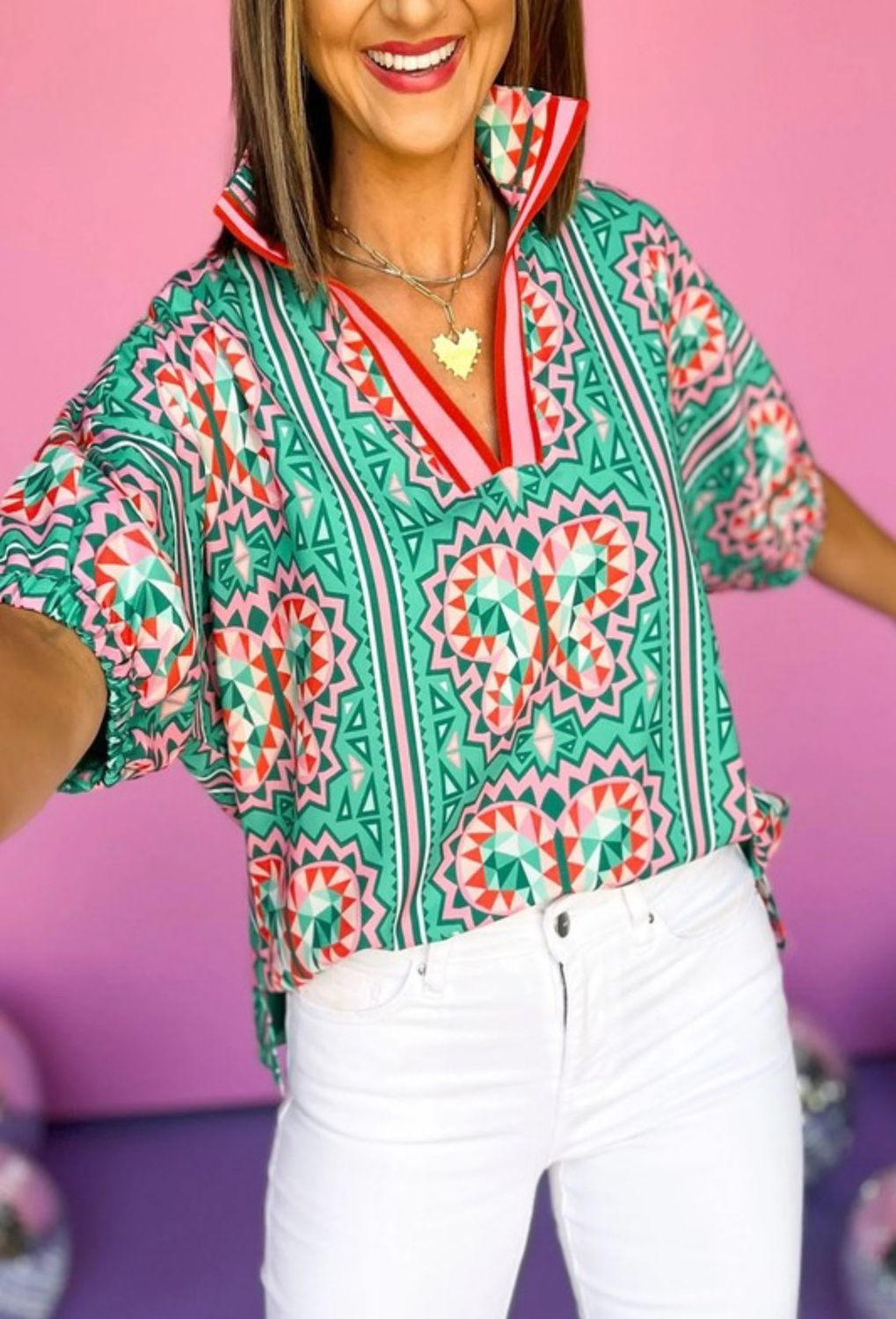 Boho Color Blast Abstract Blouse