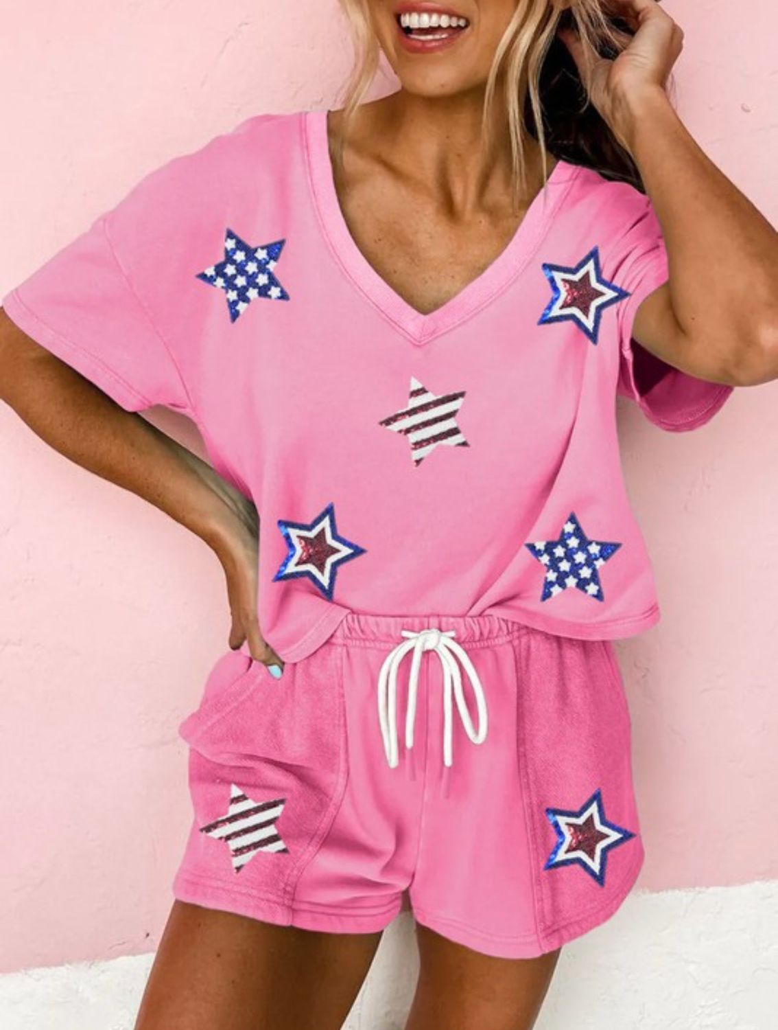 Miss Independent Stars And Stripes Short Set