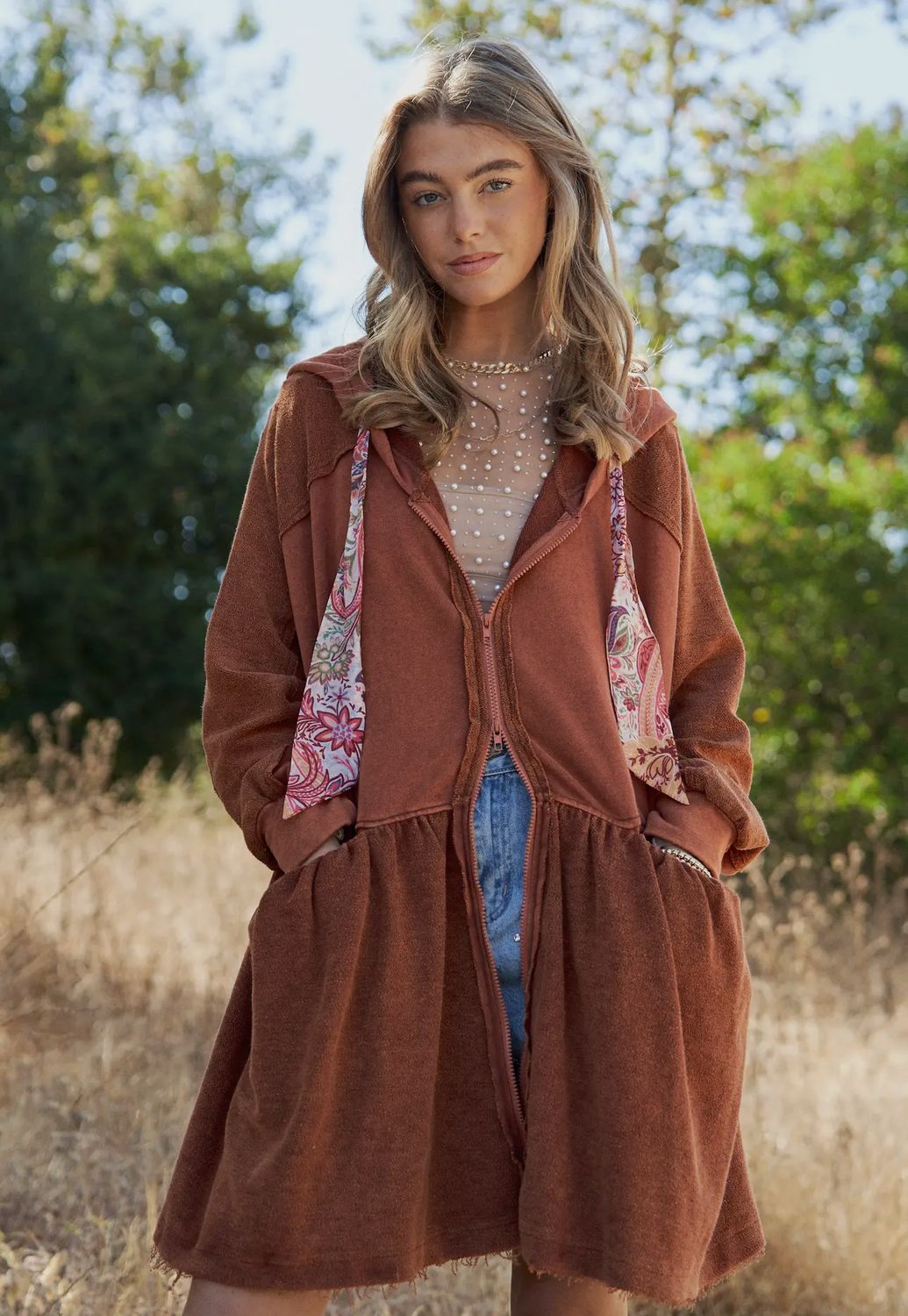 She&#39;s Stylish Mineral Washed Zip Up Jacket