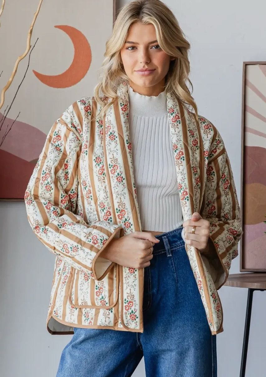 Floral Days Quilted Open Jacket