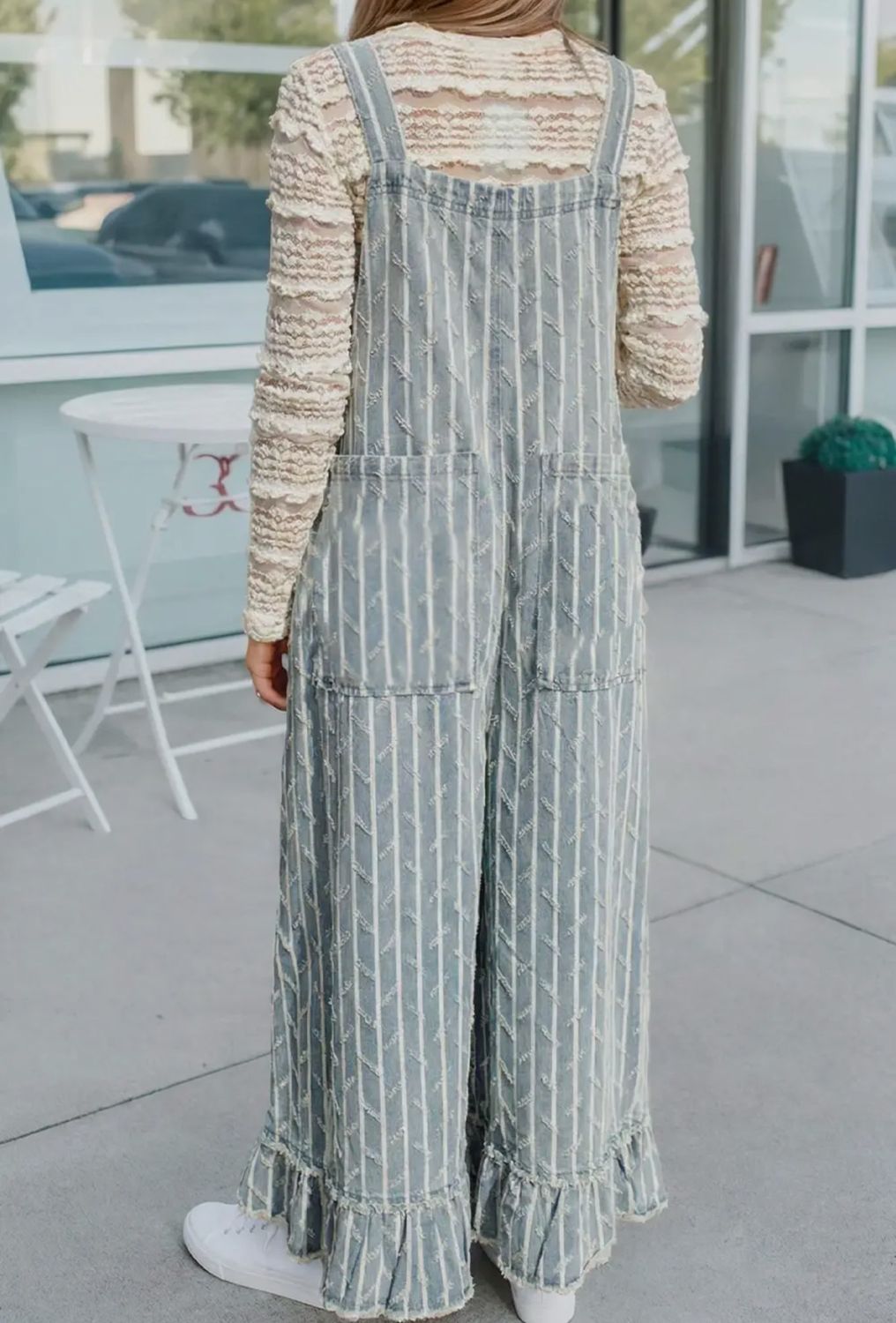 Distressed Wide Leg Overall