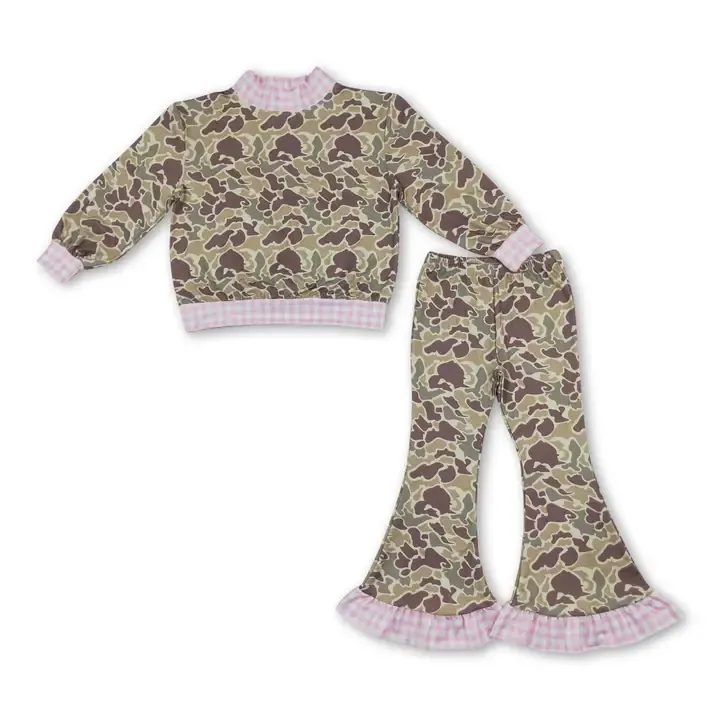 *PREORDER* Girls Camo Pink Plaid Set