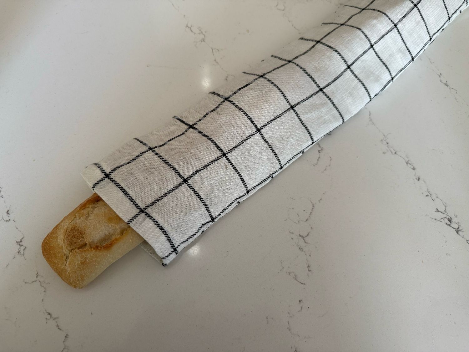 Linen Bread Bag- Large Baguette Size (26&quot;x6&quot;)