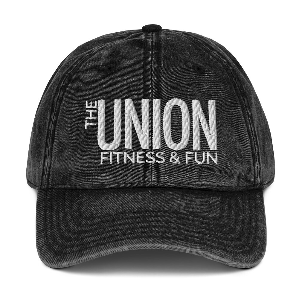 The Union Vintage Dad Hat | White Logo, Color: Black