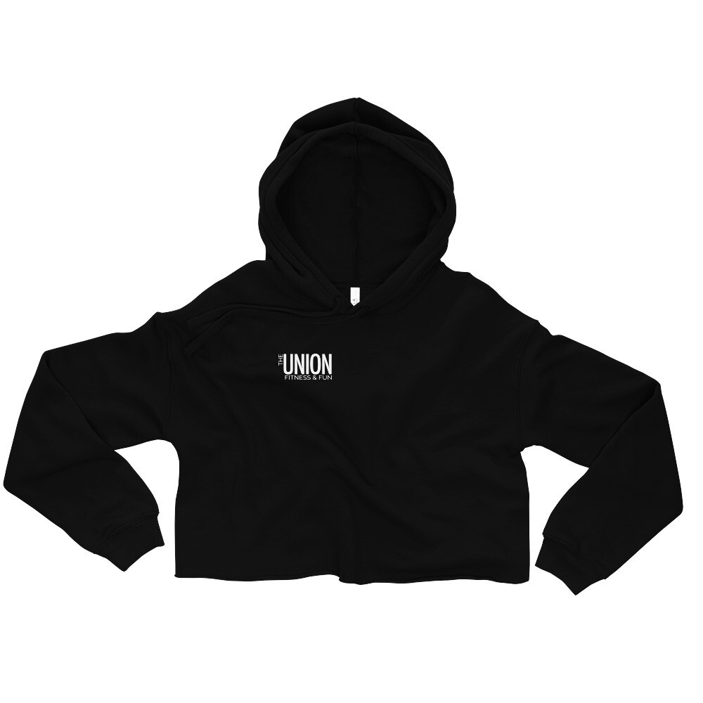 The Union Crop Hoodie | White Logo, Color: Black, Size: S