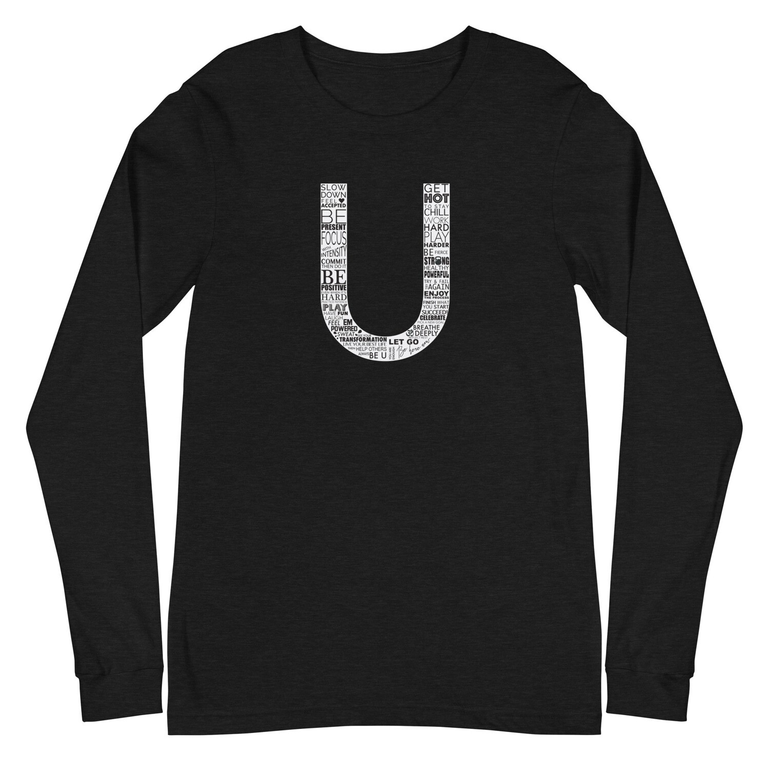Unisex Long Sleeve Tee | The U Logo, Color: Black Heather, Size: XS
