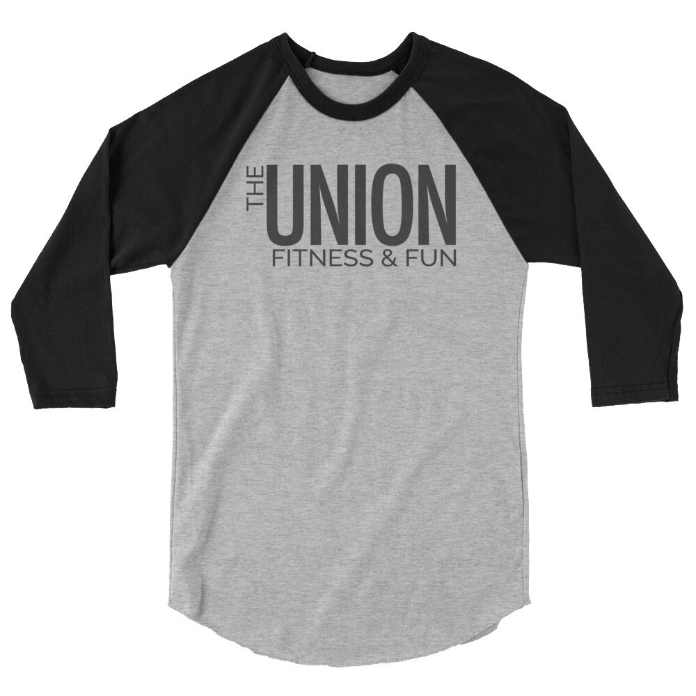 Unisex 3/4 Sleeve T-Shirt | Black Logo, Color: Heather Grey/Black, Size: XS