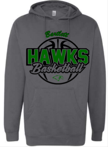 Bartlett Hawks Basketball Charcoal Hoodie