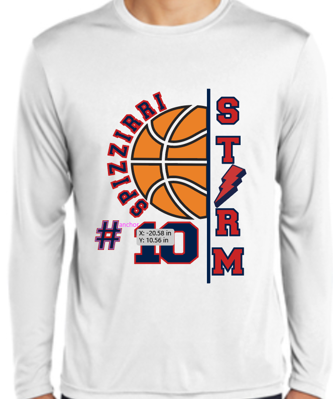 Personalized Half Basketball Storm Long Sleeve Moisture Wicking Shirt