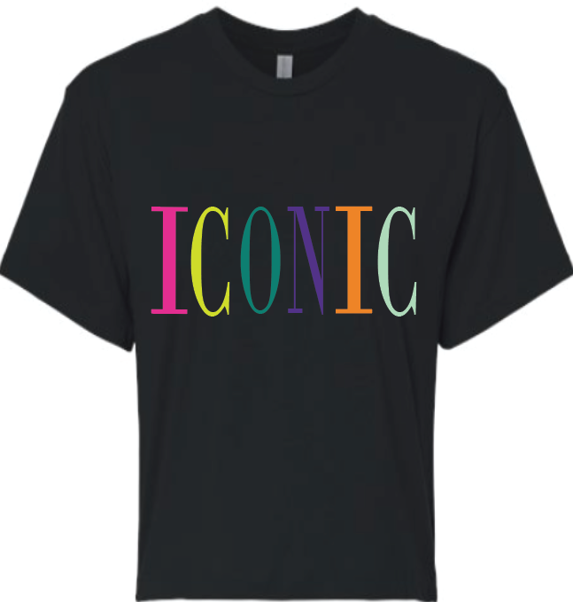 Iconic  Multi Color Design Tee, Crop Tee Or Long Sleeve Tee