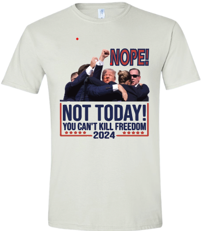 Trump Nope Not Now Tee White and Silver Color Option. V Neck Adult Only Sizes