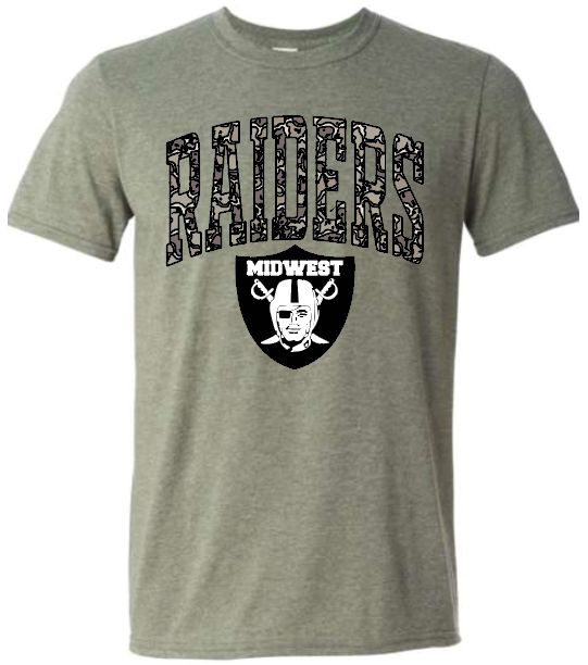 Midwest Raiders Camo Design. All Shirt Options Available