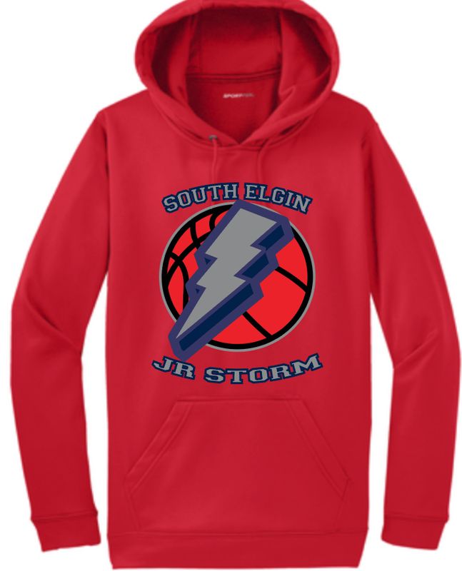 Jr Storm Moisture Wicking Hoodie Red Basketball Design