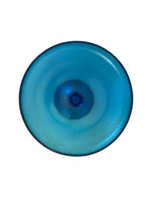 Teal Blue Stretch Glass Footed Compote