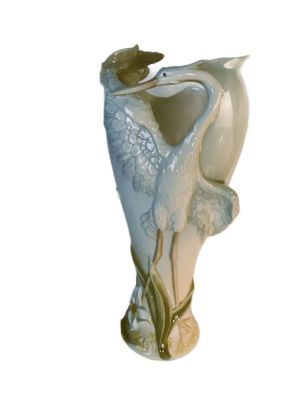 Open Wing Egret Vase fine porcelain Unicorn Studio
